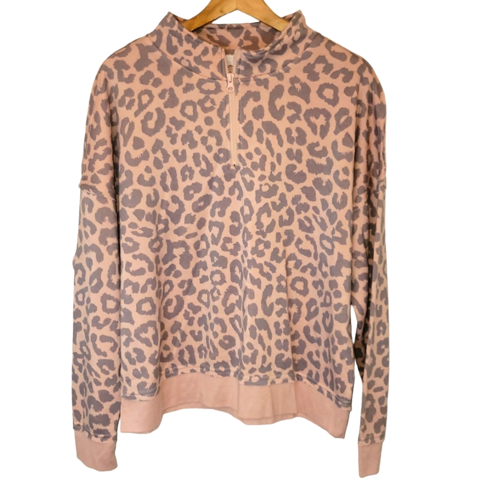Grayson/Threads Pink & Grey Animal Print Sweater Size XL